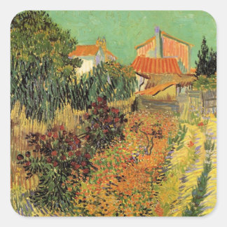 Garden Behind a House by Vincent van Gogh Square Sticker