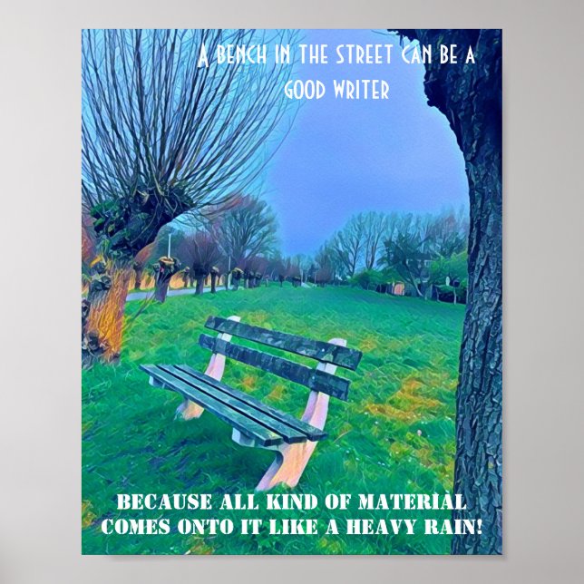  Garden Bench Quote Blue Autumn Sky Fall Trees Art Poster (Front)