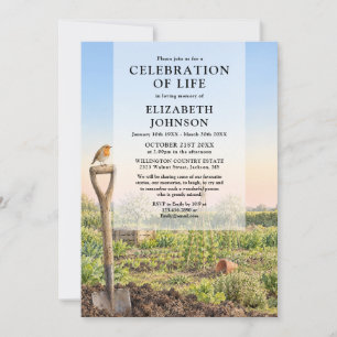 Garden Bird Funeral Celebration of Life Memorial Invitation