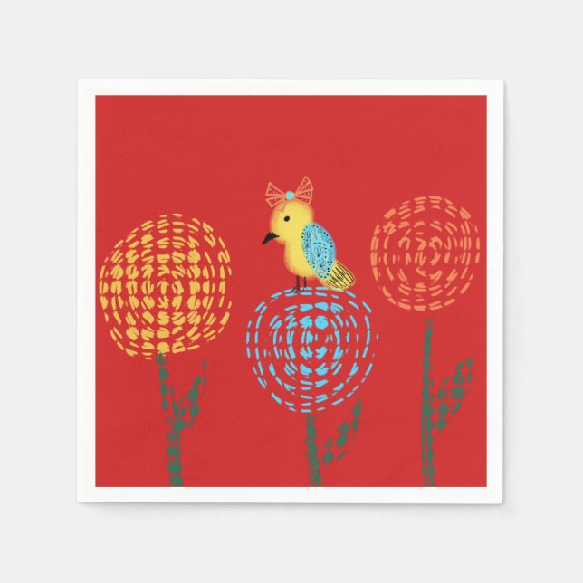 Garden Bird Party Napkin (Front)