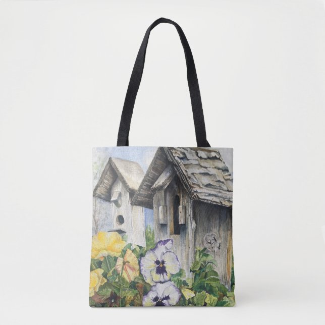Garden Birdhouse Tote Bag (Front)
