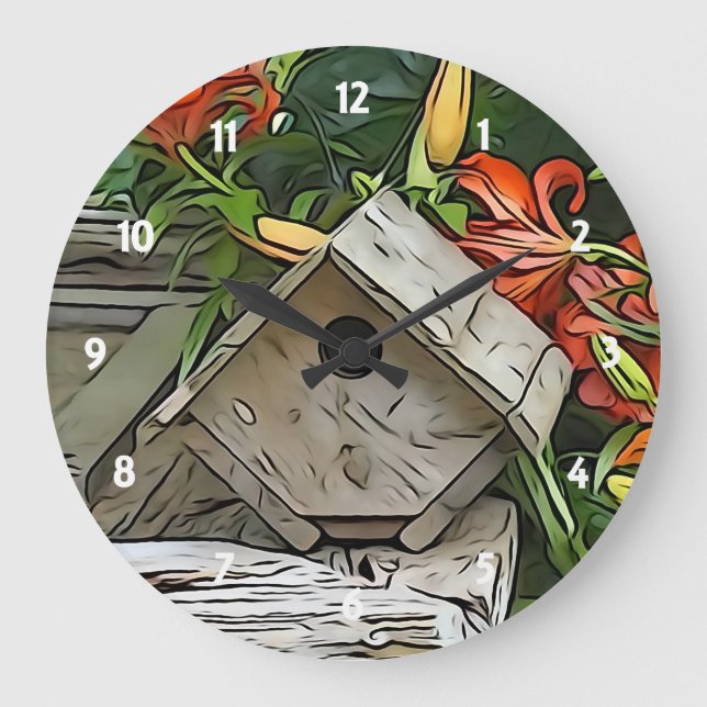 Garden Birdhouse Wall Clock (Front)