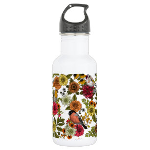 Garden birds and flowers 1 532 ml water bottle