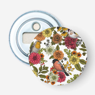 Garden birds and flowers 1 bottle opener