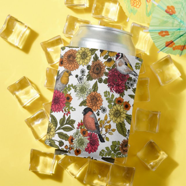 Garden birds and flowers 1 can cooler (In Situ Summer)