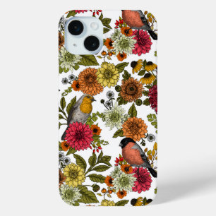 Garden birds and flowers 1 iPhone 15 mini case
