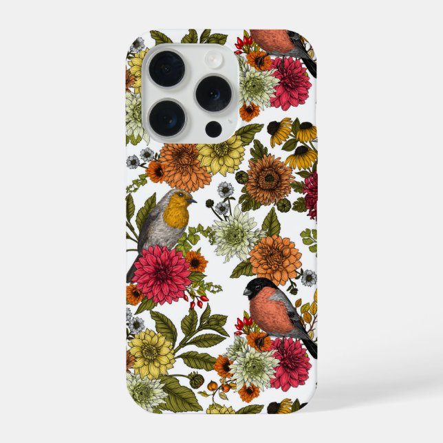 Garden birds and flowers 1 iPhone case (Back)