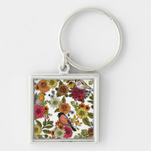 Garden birds and flowers 1 key ring