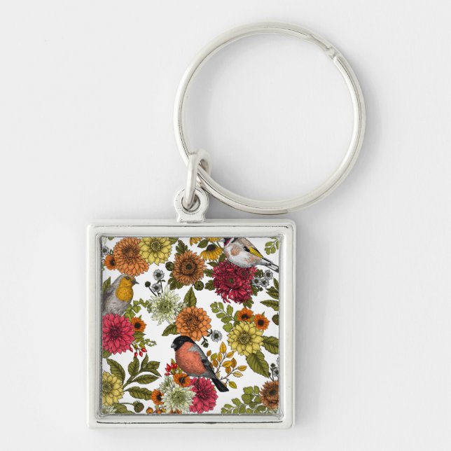 Garden birds and flowers 1 key ring (Front)