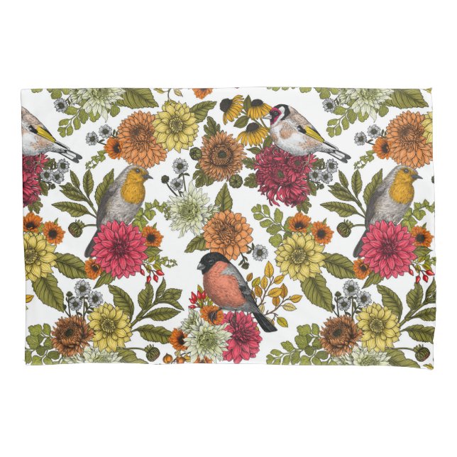 Garden birds and flowers 1 pillowcase (Front-Left)