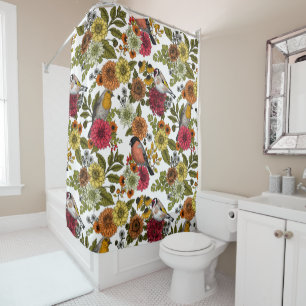 Garden birds and flowers 1 shower curtain