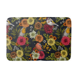 Garden birds and flowers 2 bath mat