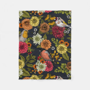 Garden birds and flowers 2 fleece blanket