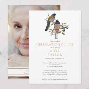 Garden Birds Funeral Celebration of Life Photo Invitation
