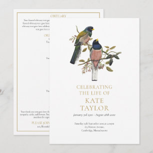 Garden Birds Funeral Memorial Order Of Service Program
