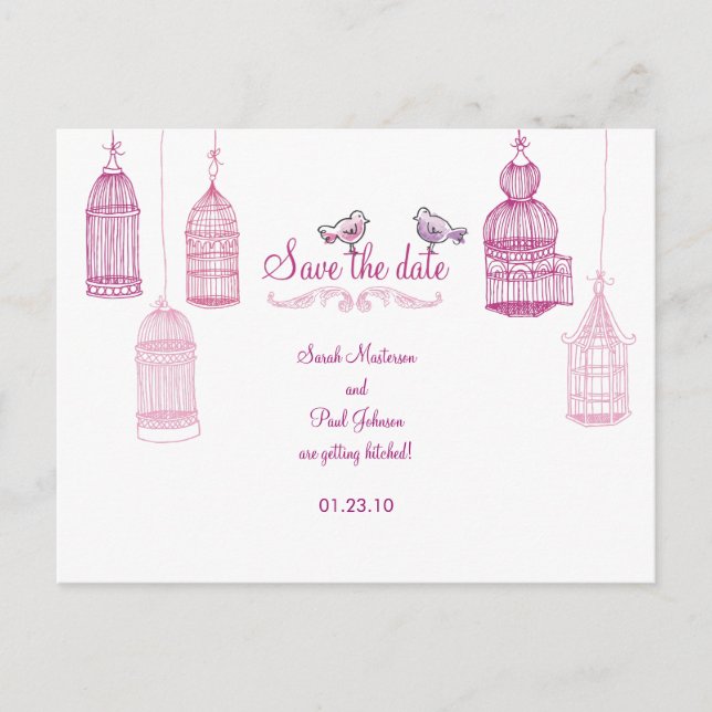 "Garden Birds" Save the Date Postcard (Front)