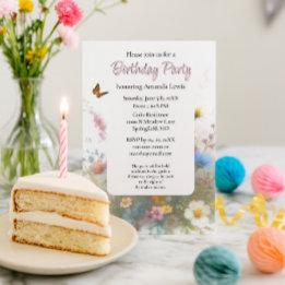 Garden Birthday Party Wildflowers Floral Invitation