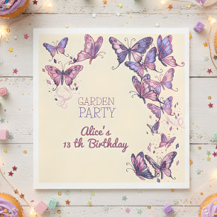 Garden birthday party with butterflies  napkin