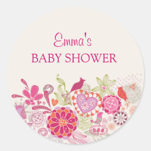 Garden Bloom Bird Baby Shower Sticker