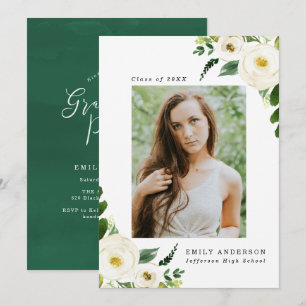 Garden Blooms Photo Graduation Party Invitations