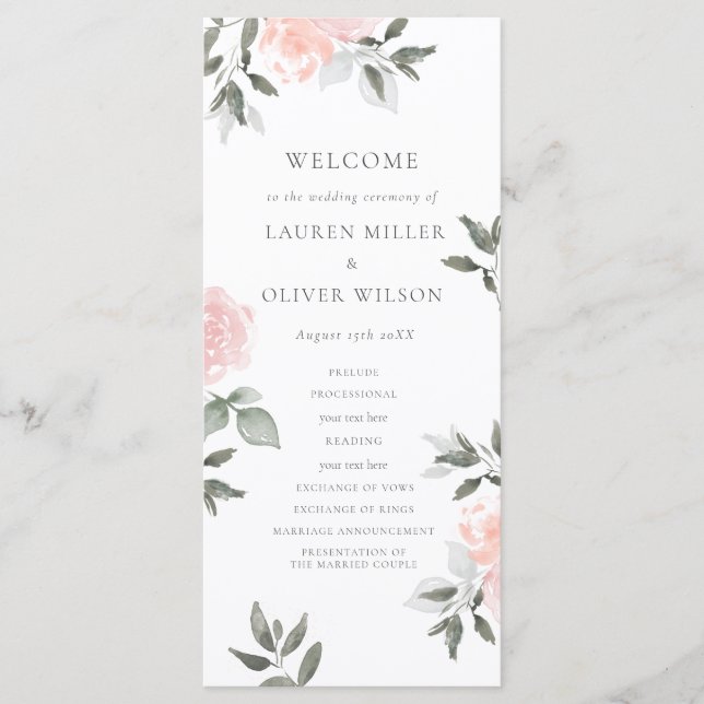 Garden Blooms Wedding Program (Front)
