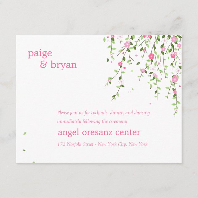Garden Blooms Wedding Reception Card (Front)