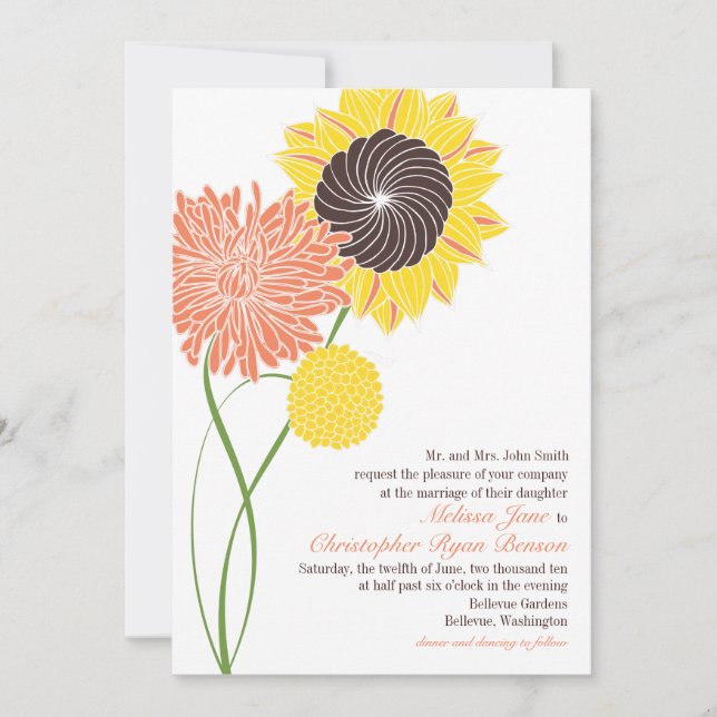 Garden Blossoms Wedding Invitation (Front)