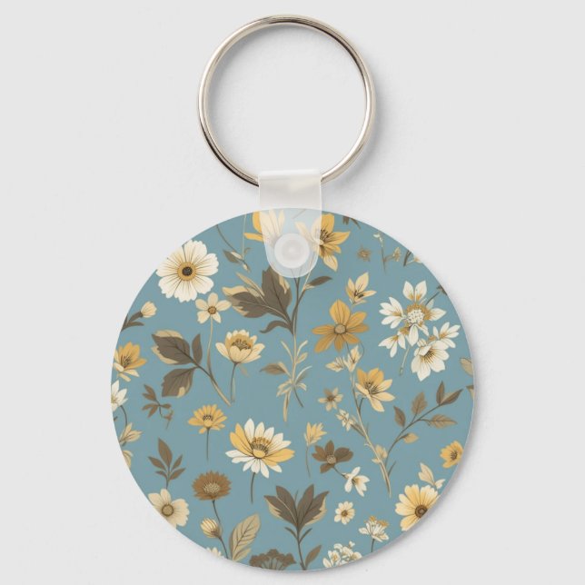 Garden Blue Bloom Bags'  Key Ring (Front)