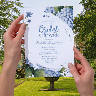 Garden Blue Hydrangea Bridal Shower Invitation