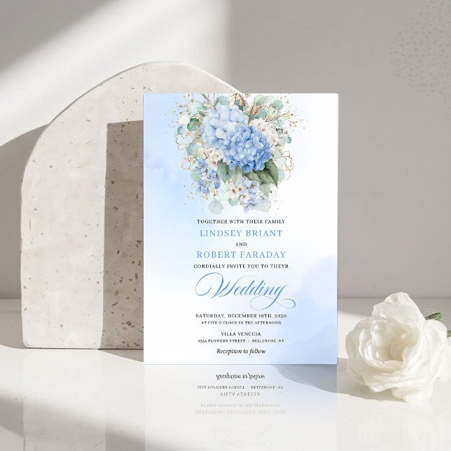 Garden Blue Hydrangea Eucalyptus Wedding Invitе Invitation (Garden Blue Hydrangea Eucalyptus Wedding Invitation)