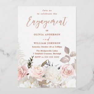 Garden Blush Floral Rose Gold Engagement Party