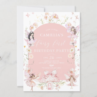 Garden Boho Arch Enchanted Fairy First Birthday Invitation