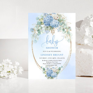 Garden Boho Blue Floral Baby Shower Invitation