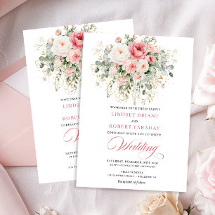 Garden Boho Blush Roses Wedding Invitation