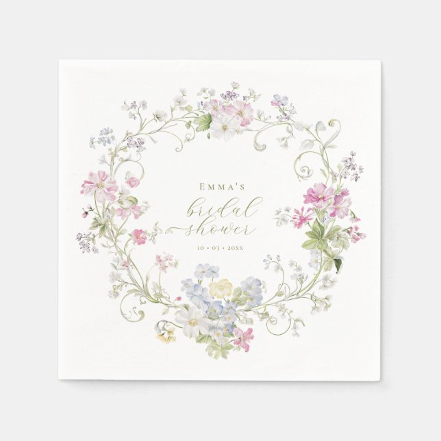 Garden Boho Wildflowers Bridal shower Napkin (Front)