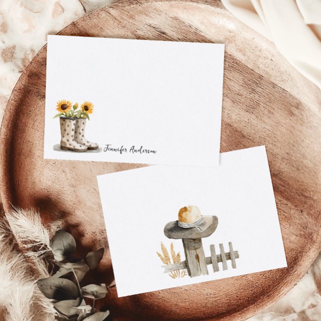 Garden Boots Sunflower Monogram Personalised  Card (Creator Uploaded)