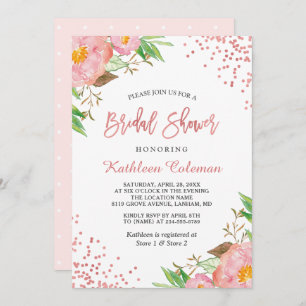 Garden Botanical Floral Polka Dots Bridal Shower Invitation