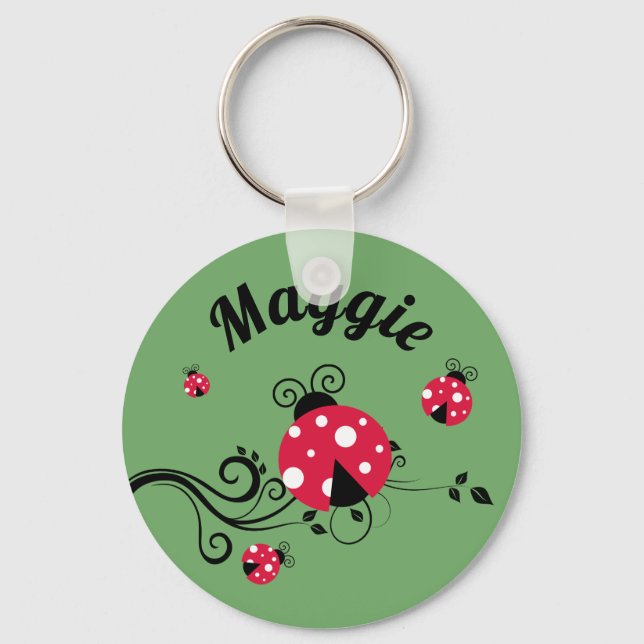 Garden Botanical Ladybug   Key Ring (Front)