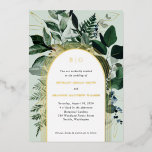 Garden botanical modern arched wedding<br><div class="desc">Modern Greenery Botanical Garden Wedding Invites. This elegant arched wedding invitation is a perfect choice for outdoor garden spring or summer wedding. Features painted watercolor botanical leaves with modern arched frames and initial of the bride and groom in beautiful gold foil. Make this Garden wedding invites a stylish and unique...</div>