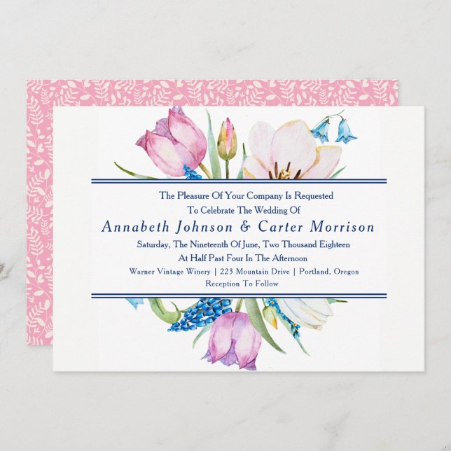Garden Bouquet Floral Wedding Invitation (Front/Back)