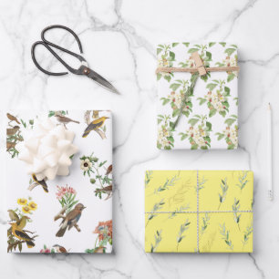 Garden Bouquets and Birds  Wrapping Paper Sheet