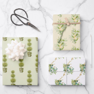 Garden Bouquets and Topiary Wrapping Paper Sheet