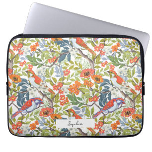Garden Branches with Flowers Leaves and Birds Laptop Sleeve