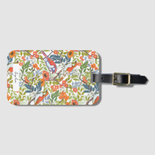 Garden Branches with Flowers Leaves and Birds Luggage Tag