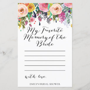 Garden Bridal Shower - Favourite Memory of Bride