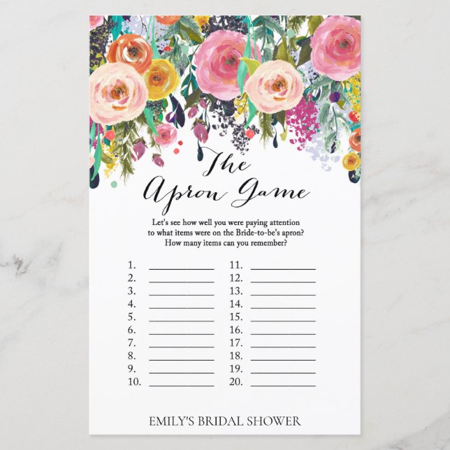 Garden Bridal Shower Game PRINTED (Front)