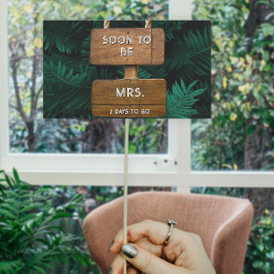 Garden Bridal Shower Green Botanical and Wood Prop Rectangular Sticker