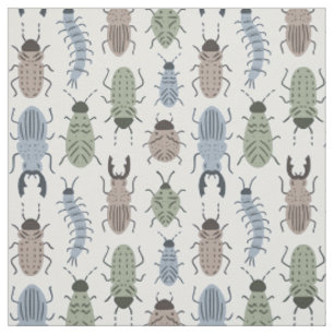 Garden Bugs Beetle Insect Animal Boys Blue Kids Fabric