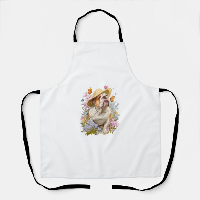 Garden Bulldog � Floral Funny Dog Apron (Front)
