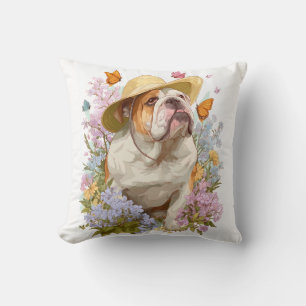 Garden Bulldog � Floral Funny Dog Cushion